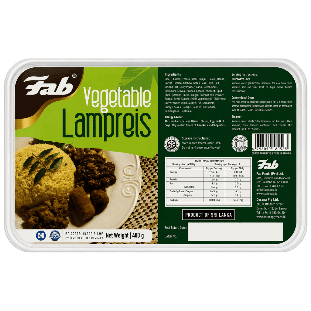 Fab Vegetable Lamprais 400 g buy online USA