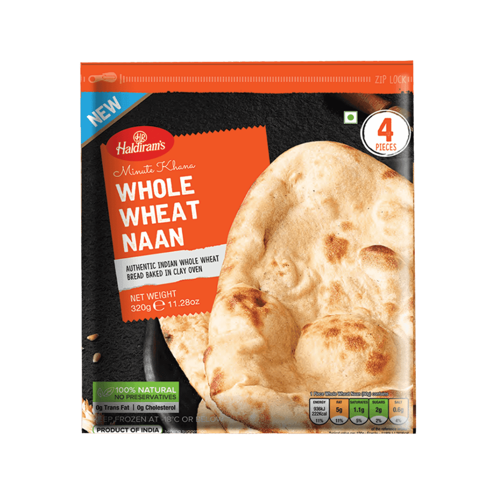 Haldiram's Whole wheat Naan 4 pcs buy online USA