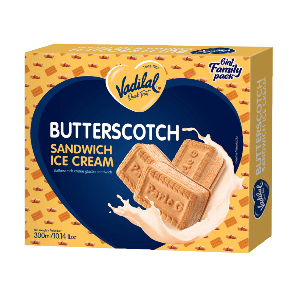 Vadilal Butter Scotch Sandwich Ice Cream 300 ml buy online USA
