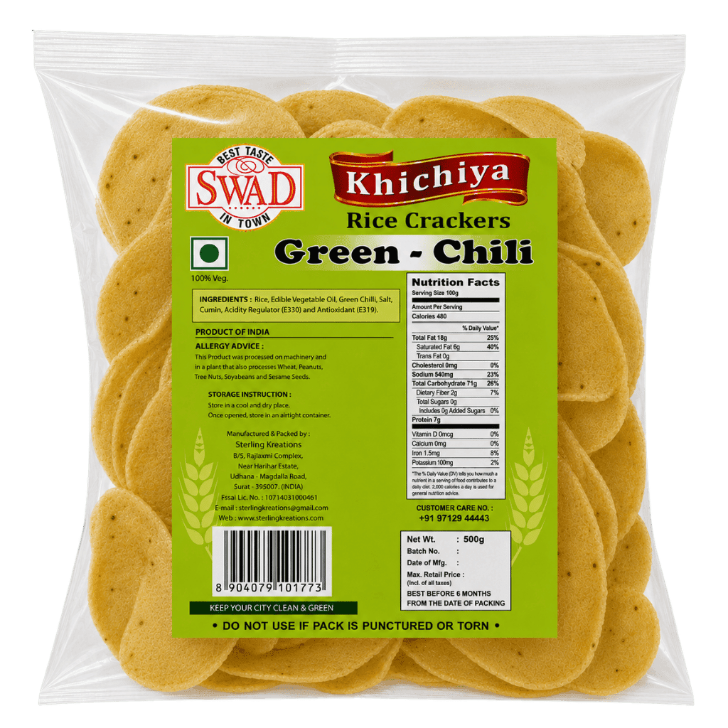 Swad Khichiya Green Chilli Rice Crackers 500 g buy online USA