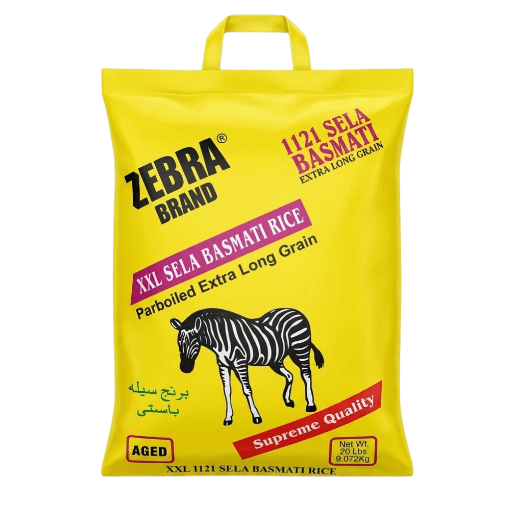 Zebra Brand XXL Sela Basmati Rice 20 lb buy online USA