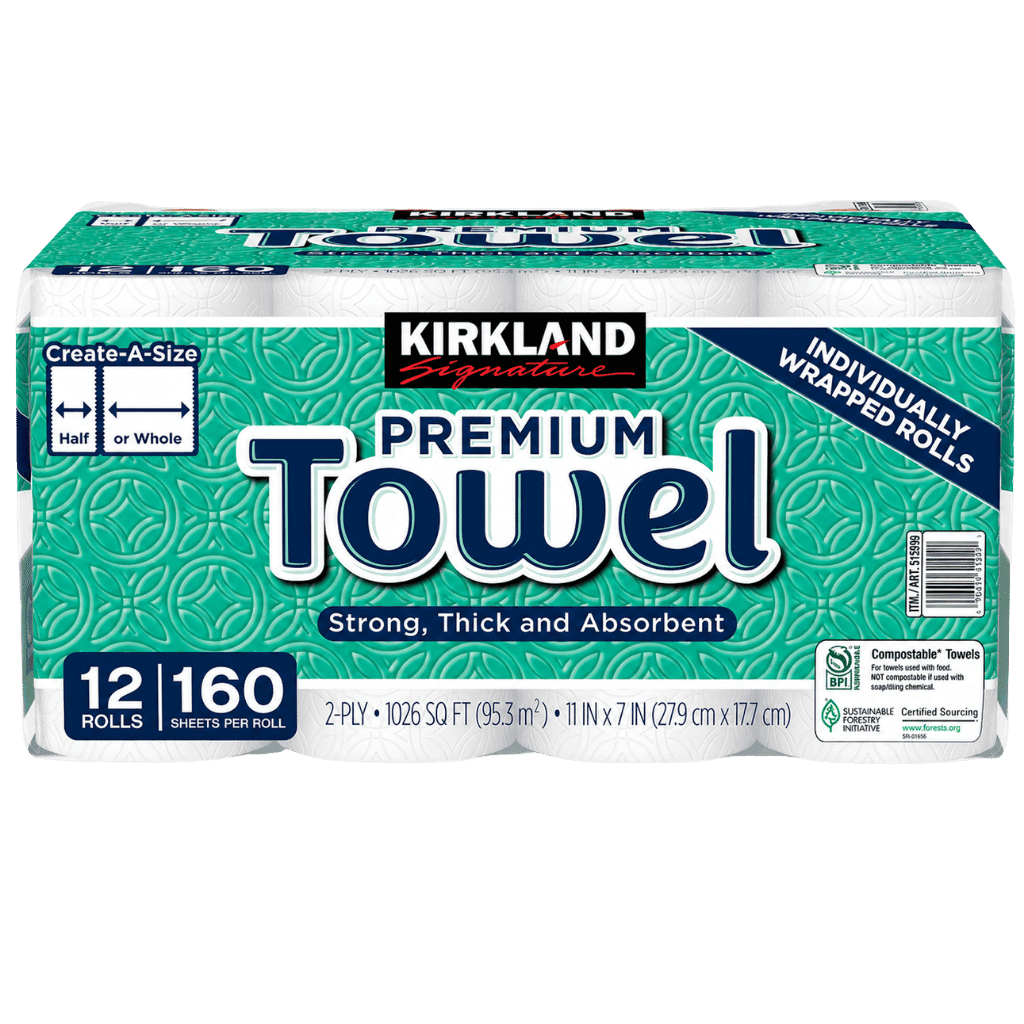 Kirkland Signature Paper Towels 160 Sheets 12 Rolls buy online USA