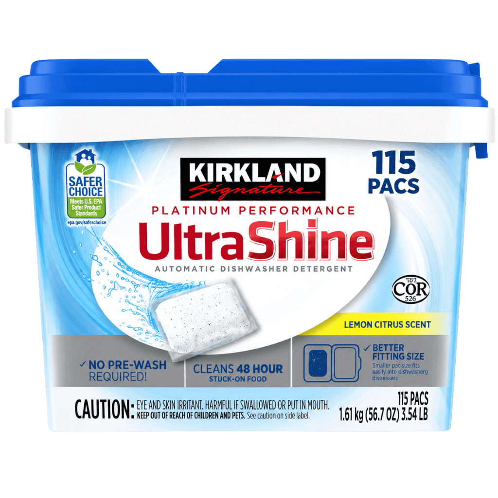 Kirkland Signature Platinum Performance UltraShine Dishwasher Detergent Pacs 115-count buy online USA