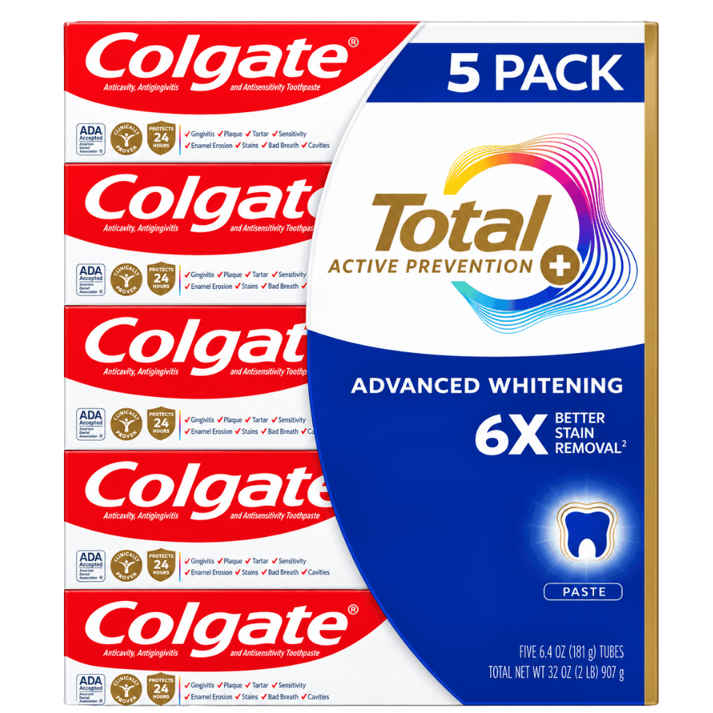 Colgate Total Active Prevention Plus Advanced Whitening Toothpaste 6.4 oz 5 pack buy online USA